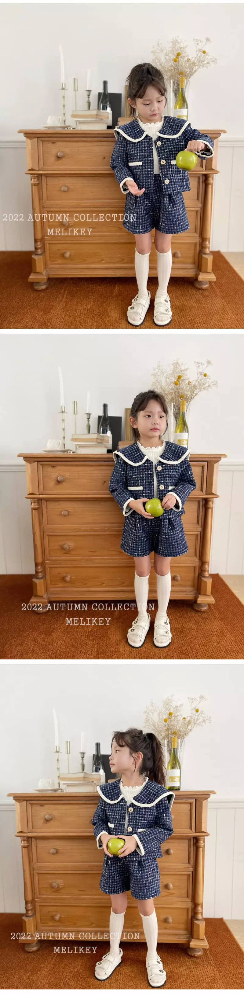 Melikey - Korean Children Fashion - #fashionkids - Sailor Twid Top Bottom Set - 3