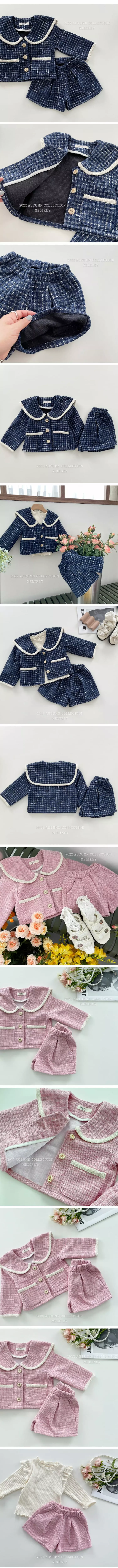 Melikey - Korean Children Fashion - #fashionkids - Sailor Twid Top Bottom Set - 4