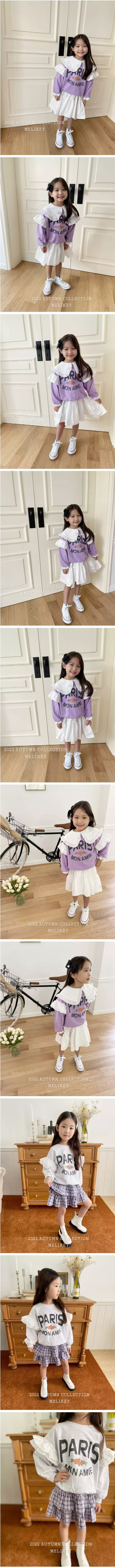 Melikey - Korean Children Fashion - #kidsstore - Paris Frill Sweatshirt