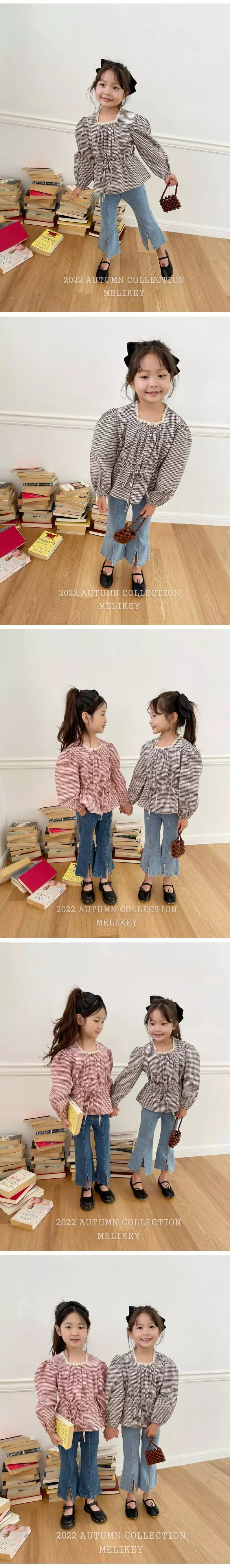 Melikey - Korean Children Fashion - #littlefashionista - Croiffle Check Blouse - 2