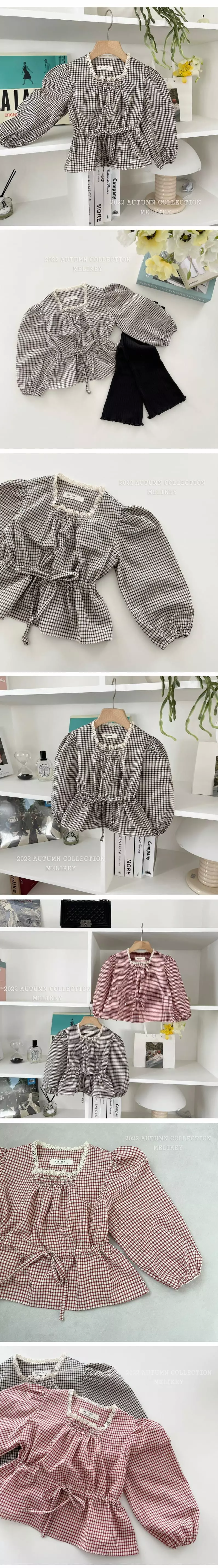 Melikey - Korean Children Fashion - #magicofchildhood - Croiffle Check Blouse - 3