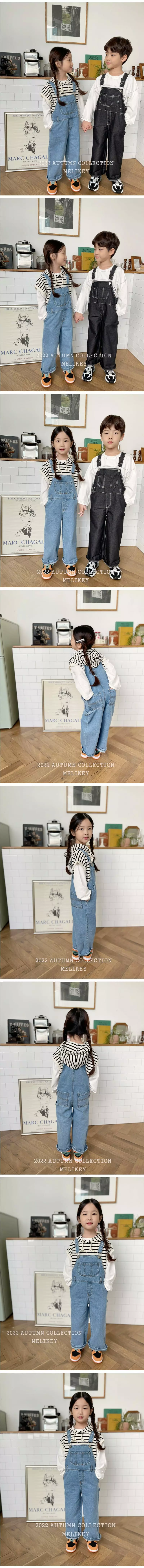 Melikey - Korean Children Fashion - #stylishchildhood - Roll Up Dungarees Black Jeans - 2