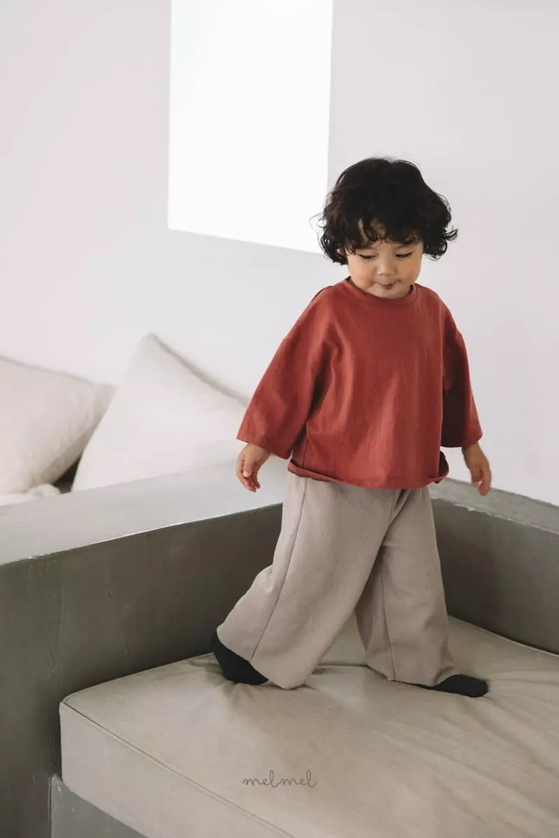 Melmel - Korean Baby Fashion - #babylifestyle - Rib Wide Pants - 2