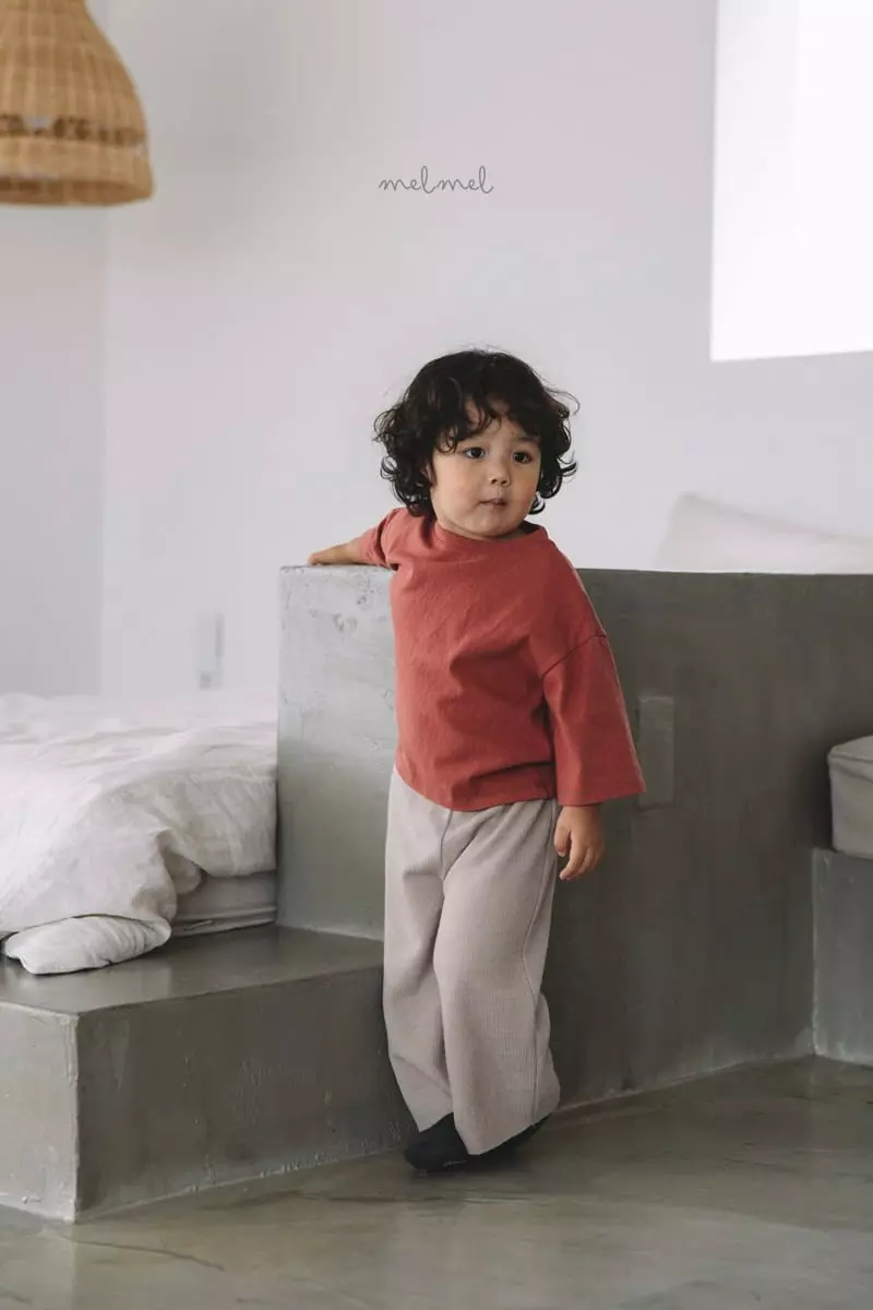 Melmel - Korean Baby Fashion - #babyoutfit - Rib Wide Pants - 5