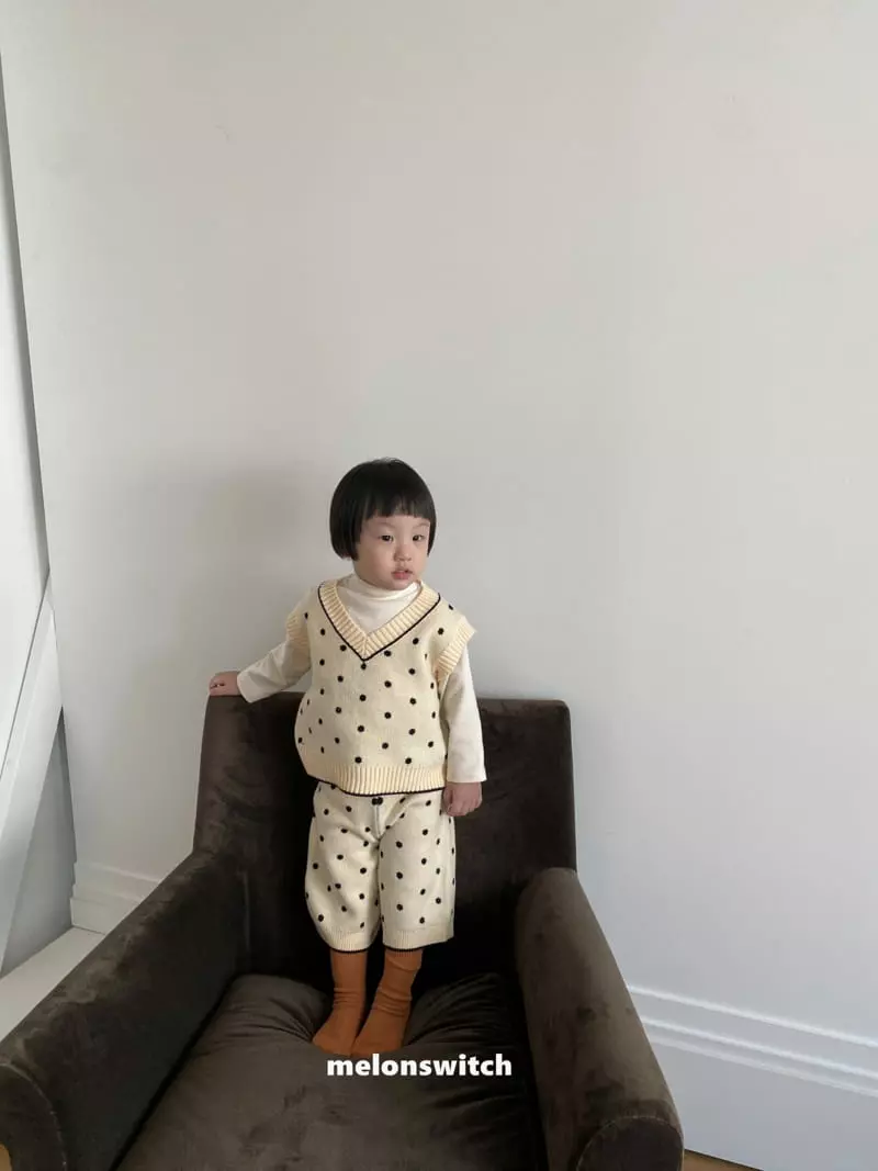 Melon Switch - Korean Children Fashion - #designkidswear - Choco Dot Knit Vest Set - 8