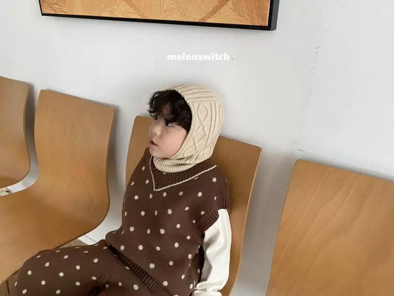 Melon Switch - Korean Children Fashion - #kidsstore - Choco Dot Knit Vest Set - 12