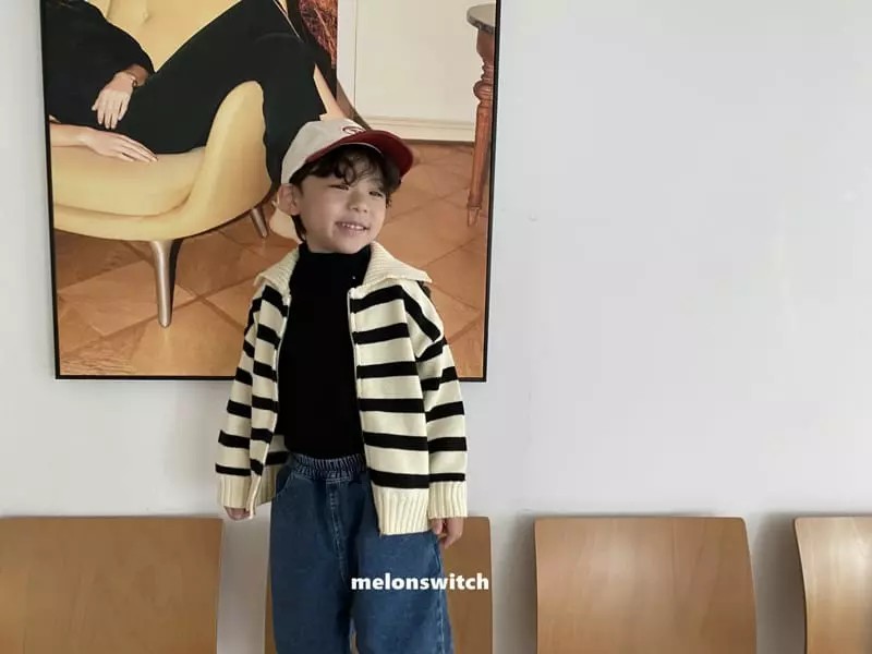 Melon Switch - Korean Children Fashion - #kidsstore - Stripes Knit Zip-up
