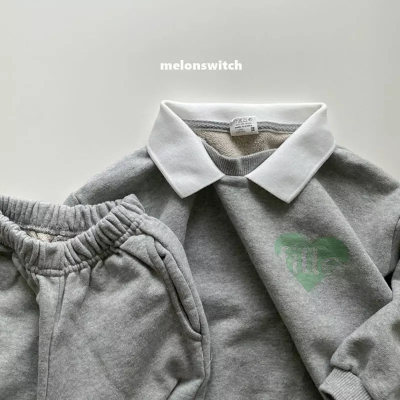 Melon Switch - Korean Children Fashion - #littlefashionista - Heart Collar Top Bottom Set
