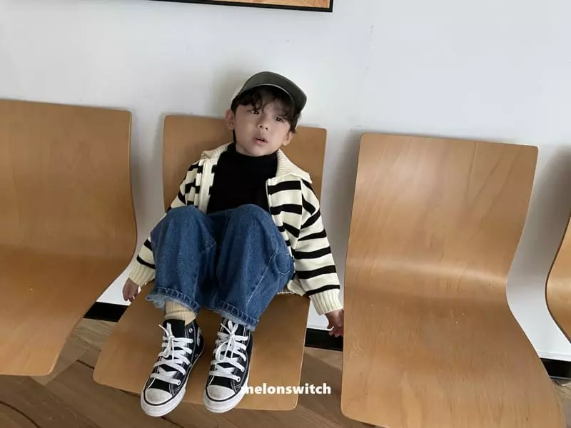 Melon Switch - Korean Children Fashion - #magicofchildhood - Stripes Knit Zip-up - 5