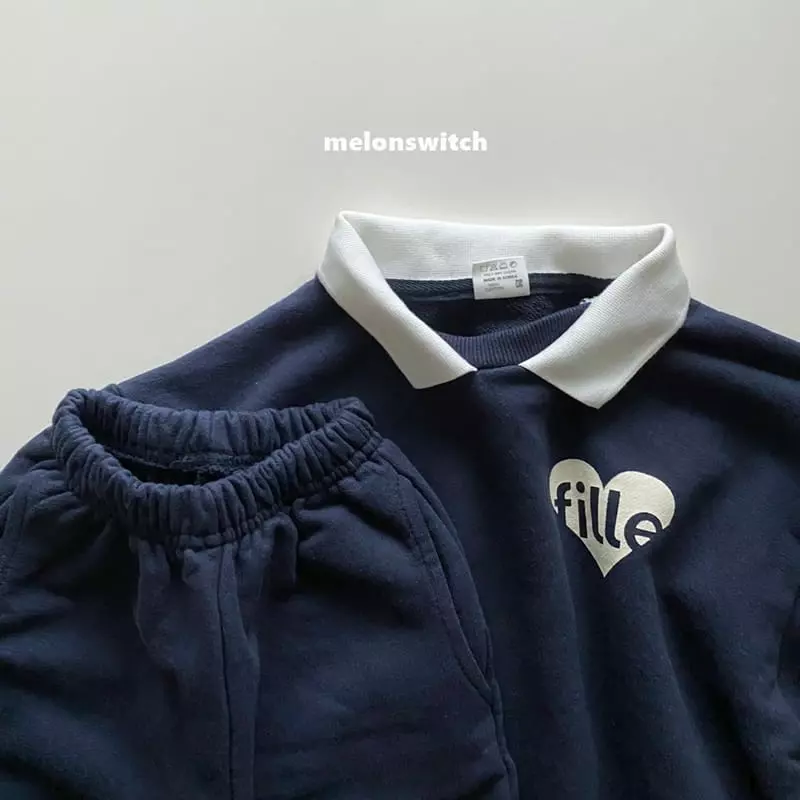 Melon Switch - Korean Children Fashion - #magicofchildhood - Heart Collar Top Bottom Set - 2