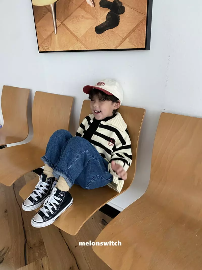 Melon Switch - Korean Children Fashion - #minifashionista - Stripes Knit Zip-up - 6