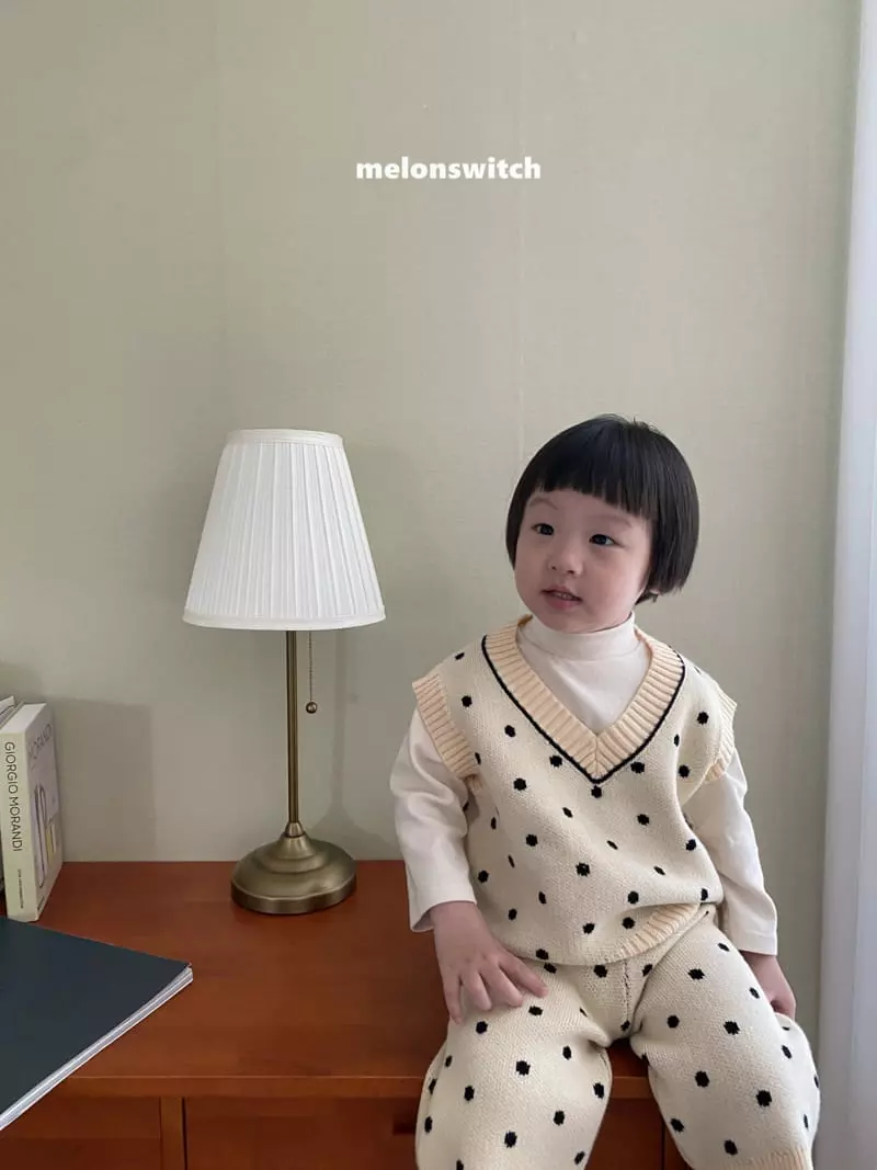 Melon Switch - Korean Children Fashion - #todddlerfashion - Choco Dot Knit Vest Set - 4