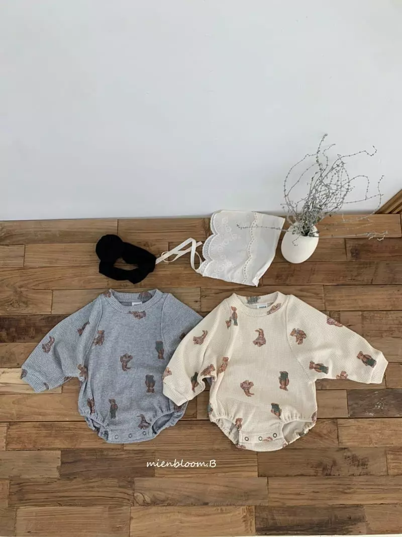 Mienbloom B - Korean Baby Fashion - #babyootd - Fran Waffle Bodyusit - 3