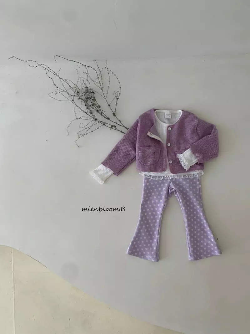 Mienbloom B - Korean Children Fashion - #designkidswear - Heart Bootscut Pants - 5