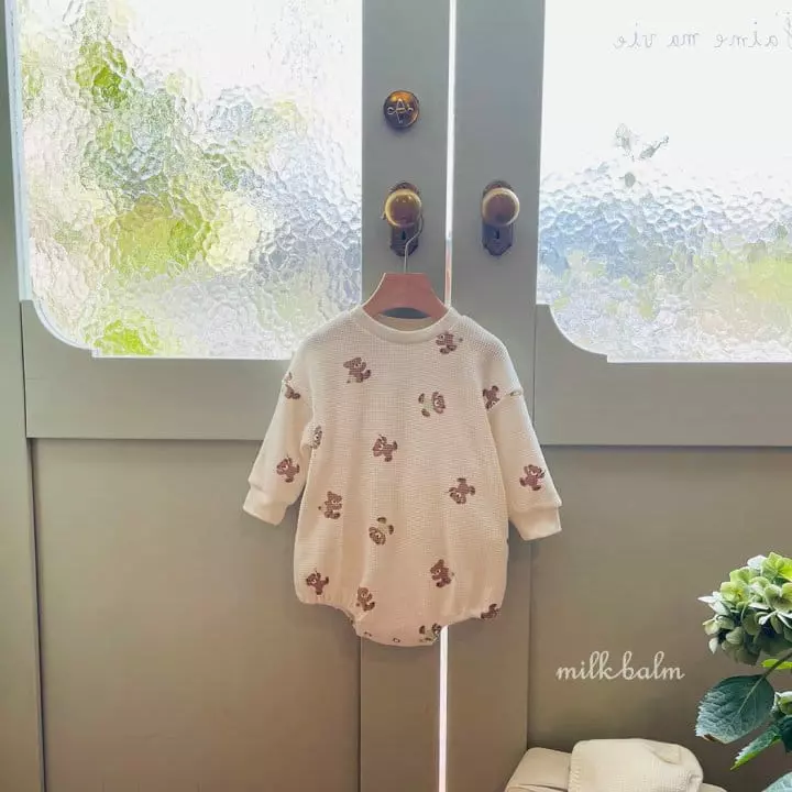 Milk Balm - Korean Baby Fashion - #smilingbaby - Waffle Bear Bodysuit - 4