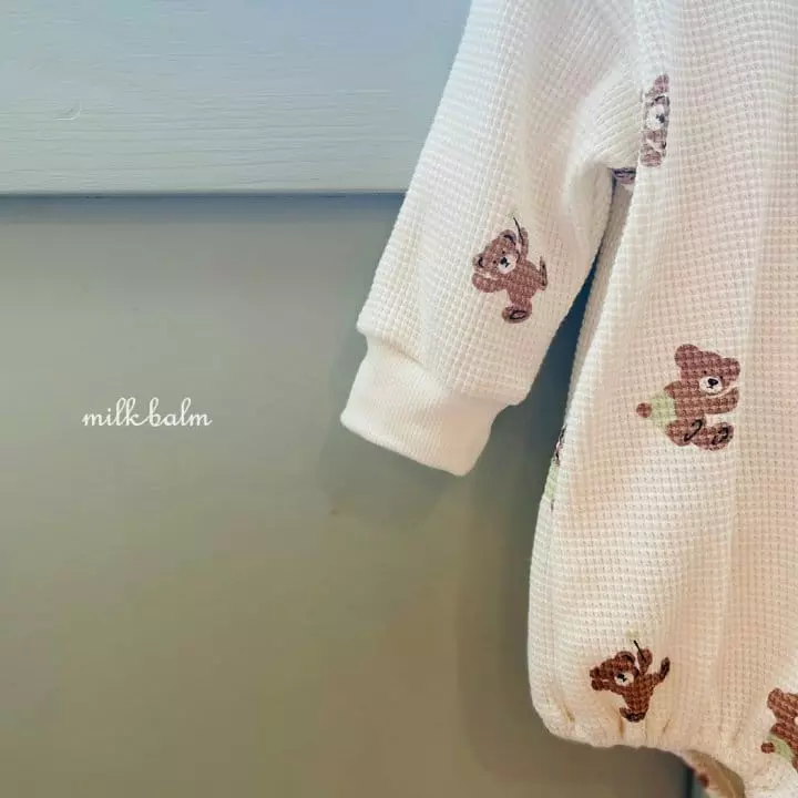 Milk Balm - Korean Baby Fashion - #babyboutiqueclothing - Waffle Bear Bodysuit - 5