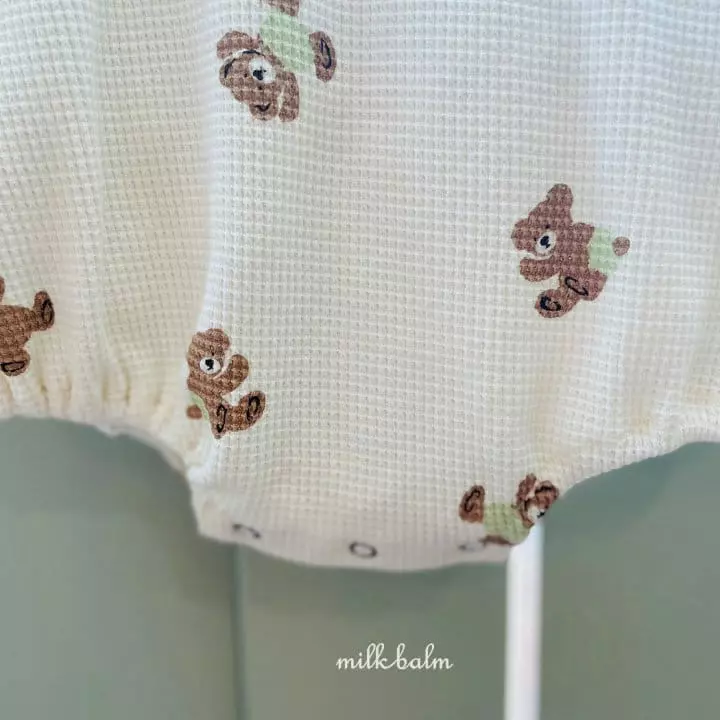 Milk Balm - Korean Baby Fashion - #babyfashion - Waffle Bear Bodysuit - 7