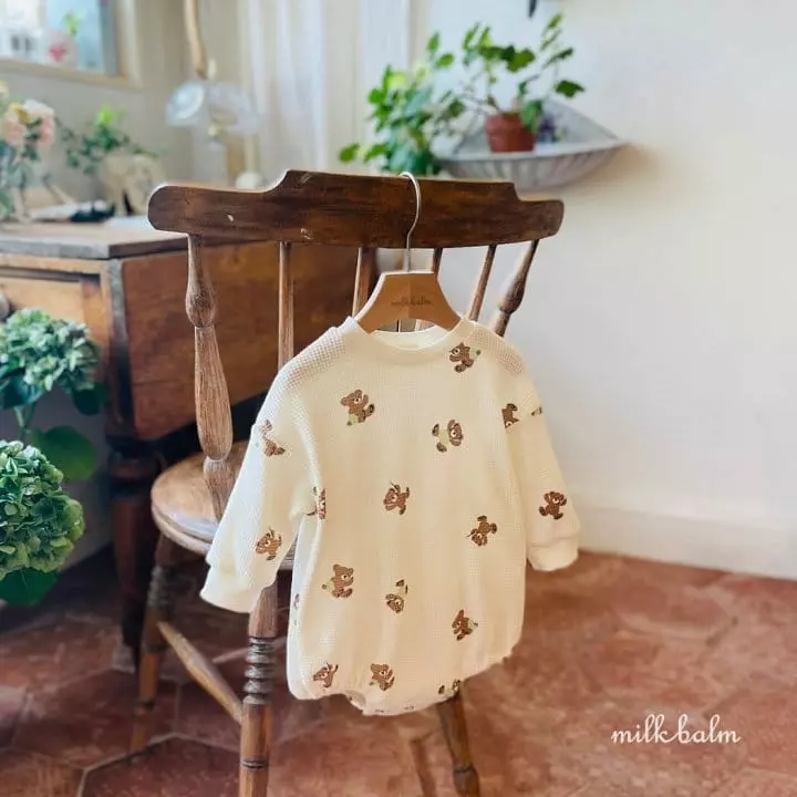 Milk Balm - Korean Baby Fashion - #babyfever - Waffle Bear Bodysuit - 8
