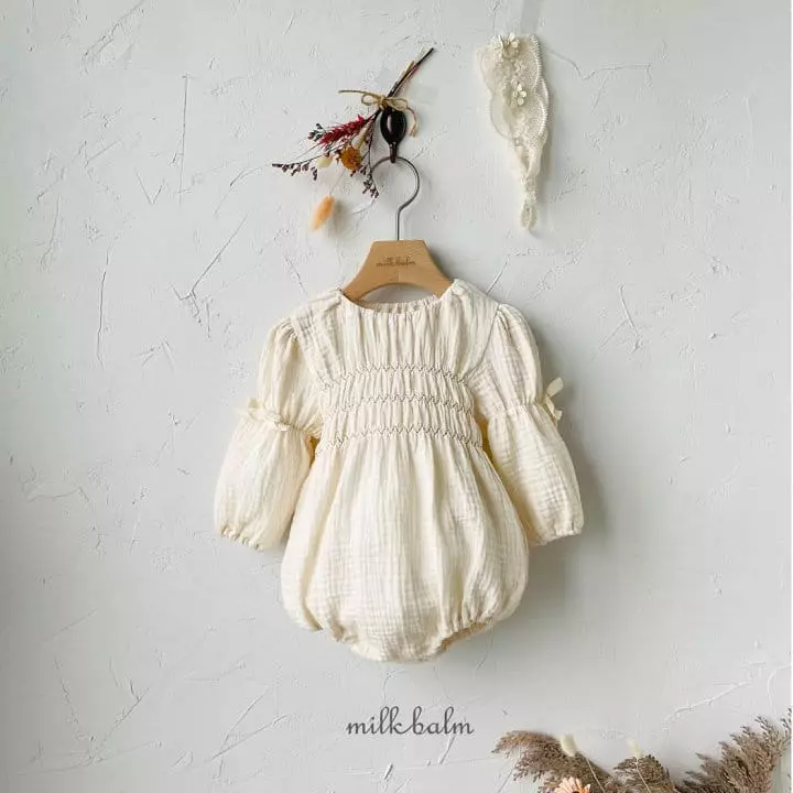 Milk Balm - Korean Baby Fashion - #babygirlfashion - Lucy Smocked Bodysuit - 3