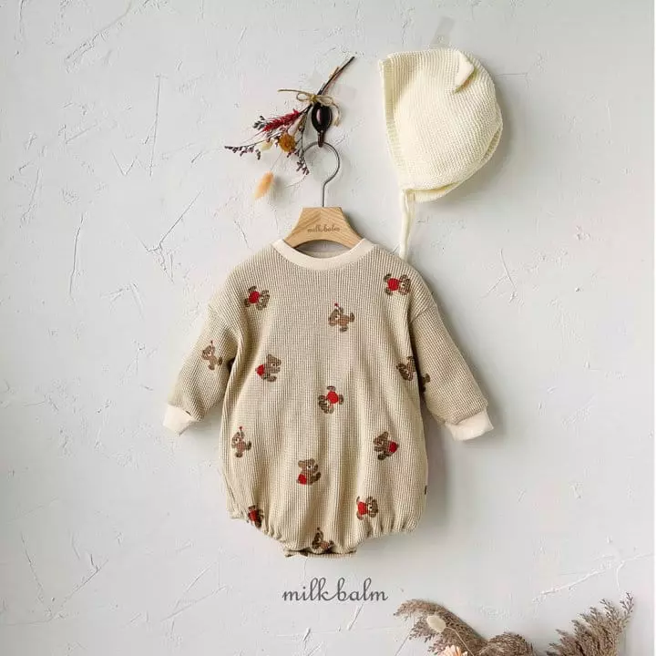 Milk Balm - Korean Baby Fashion - #babyoninstagram - Waffle Bear Bodysuit - 11