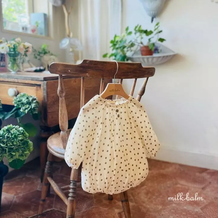 Milk Balm - Korean Baby Fashion - #babyoutfit - Bonbon Dot Bodysuit - 10