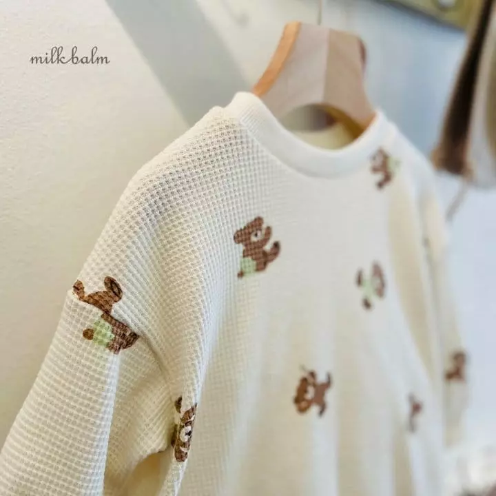 Milk Balm - Korean Baby Fashion - #onlinebabyshop - Waffle Bear Bodysuit - 2