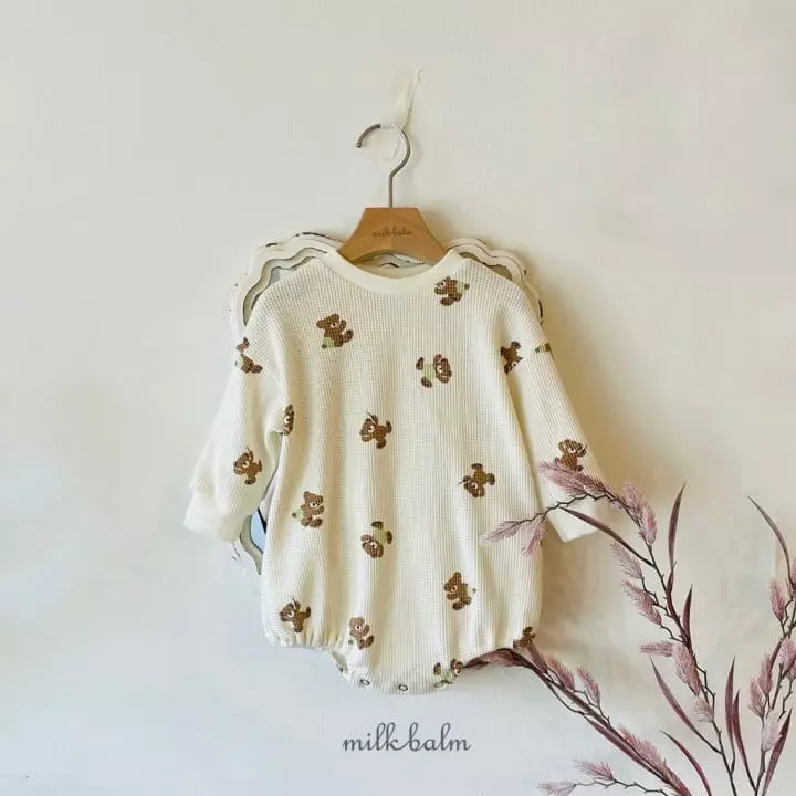 Milk Balm - Korean Baby Fashion - #smilingbaby - Waffle Bear Bodysuit - 3