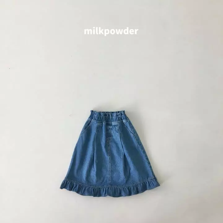 Milk Powder - Korean Children Fashion - #designkidswear - Ruffle Denim Skirt - 6