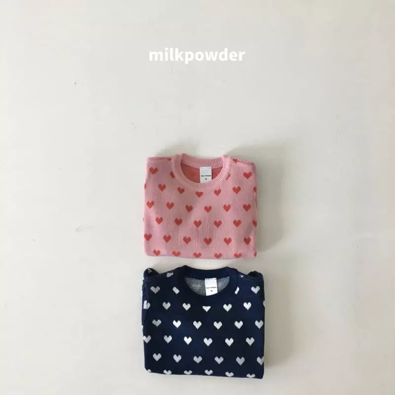 Milk Powder - Korean Children Fashion - #discoveringself - Hear Knit Pullover - 5