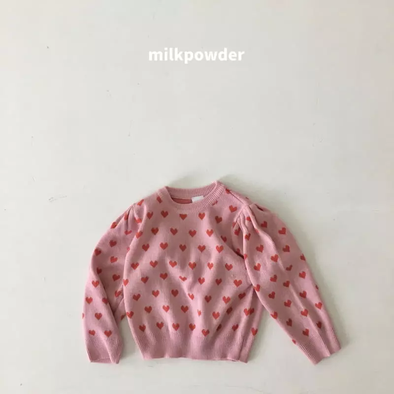 Milk Powder - Korean Children Fashion - #kidsshorts - Hear Knit Pullover - 7