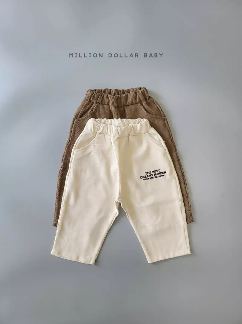Million Dollar Baby - Korean Children Fashion - #Kfashion4kids - Embroidery Rib Pants - 9