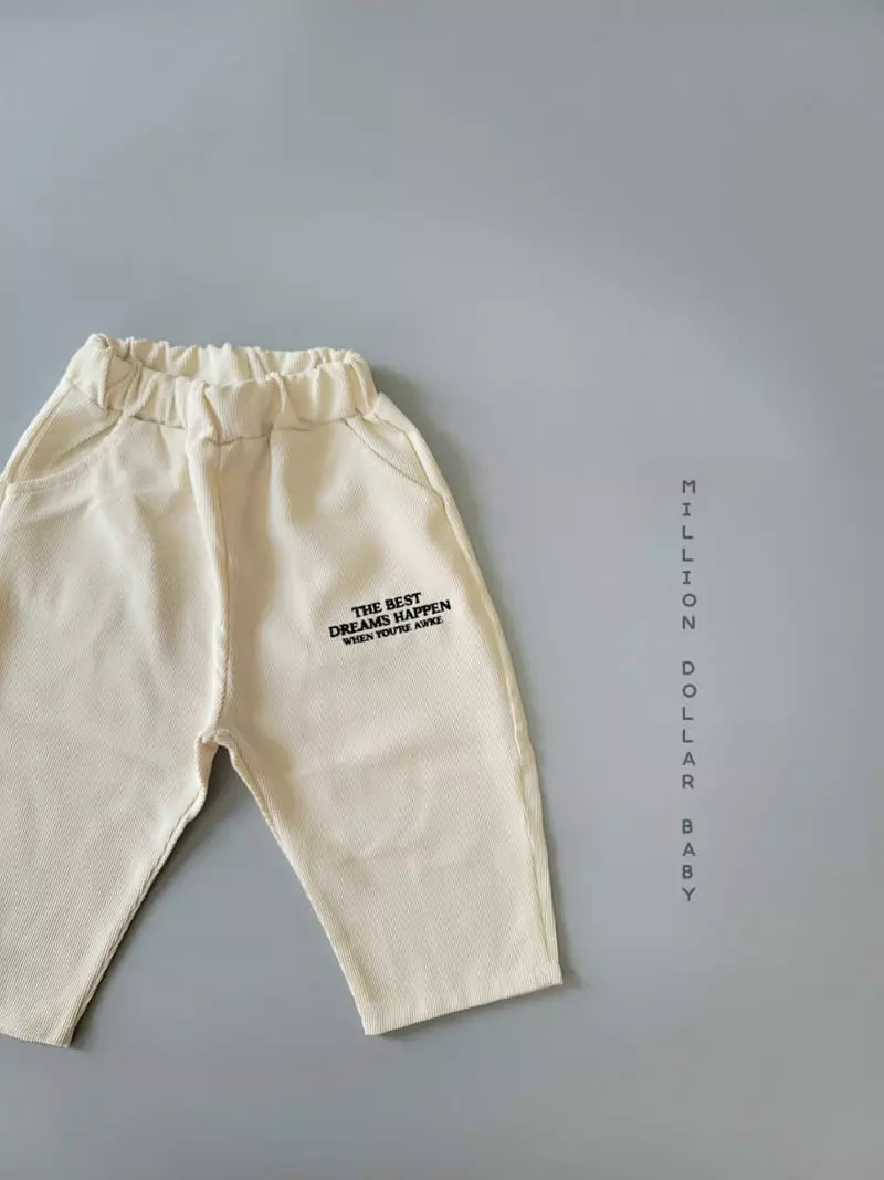 Million Dollar Baby - Korean Children Fashion - #childofig - Embroidery Rib Pants