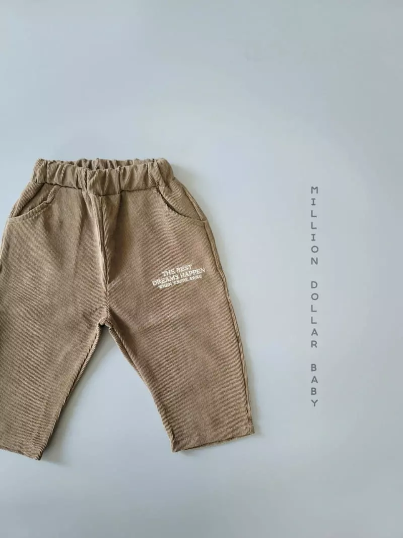 Million Dollar Baby - Korean Children Fashion - #childrensboutique - Embroidery Rib Pants - 2