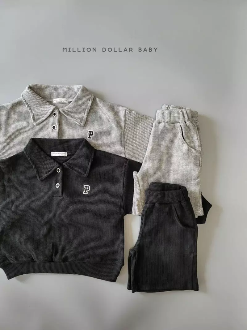 Million Dollar Baby - Korean Children Fashion - #childrensboutique - Sticky Waffle Top Bottom Set