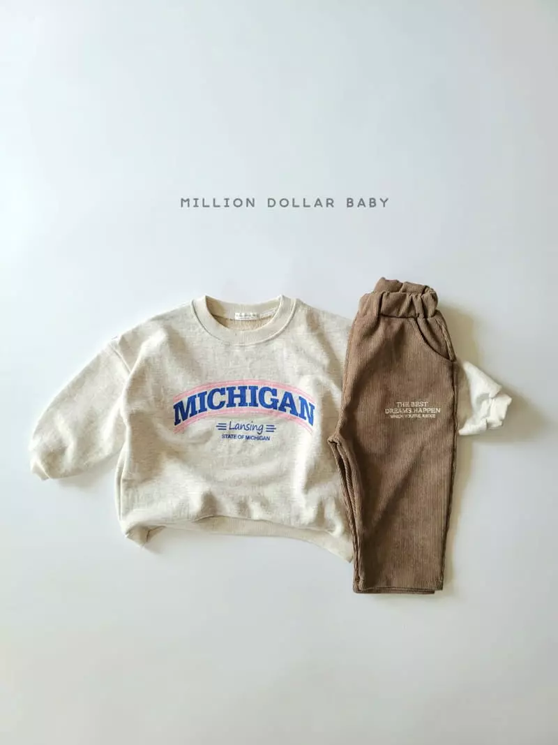 Million Dollar Baby - Korean Children Fashion - #designkidswear - Embroidery Rib Pants - 3