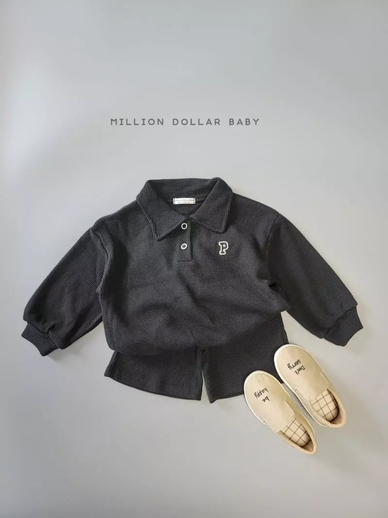 Million Dollar Baby - Korean Children Fashion - #designkidswear - Sticky Waffle Top Bottom Set - 2