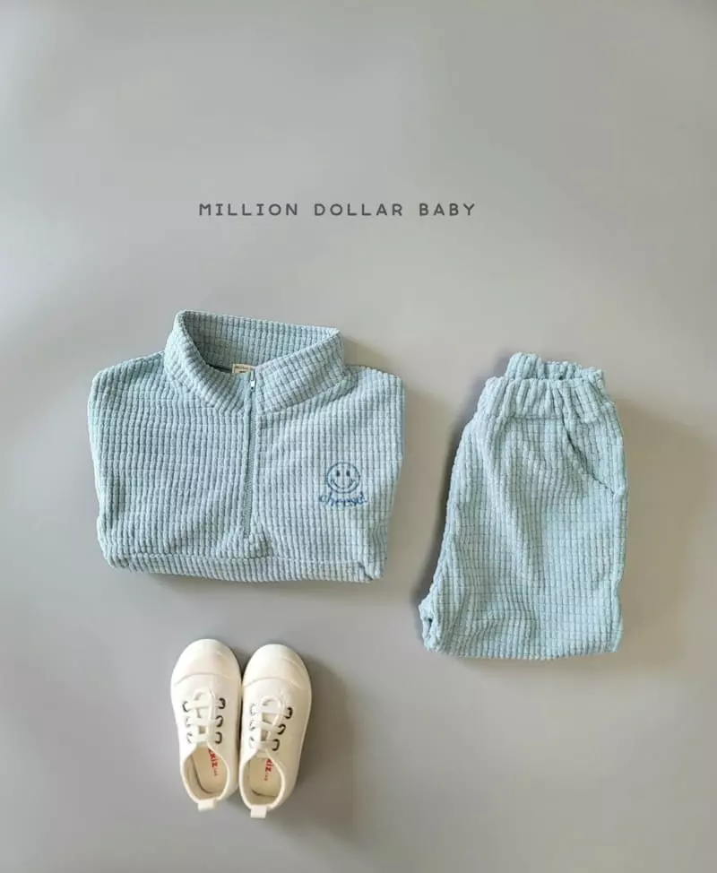 Million Dollar Baby - Korean Children Fashion - #discoveringself - Waffle Rib Anorak Top Bottom Set - 2