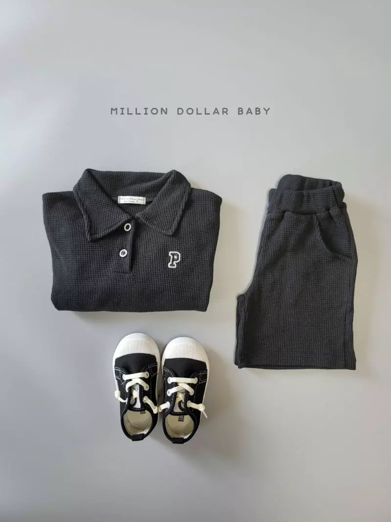 Million Dollar Baby - Korean Children Fashion - #discoveringself - Sticky Waffle Top Bottom Set - 4
