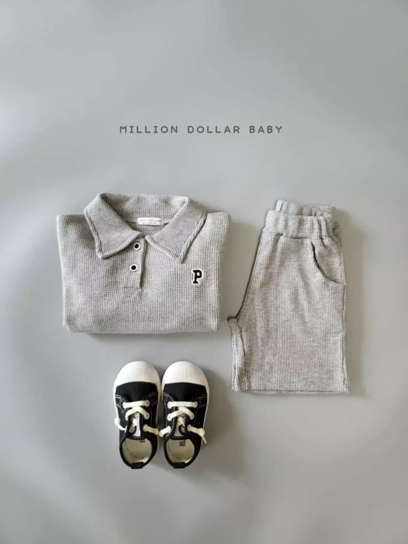 Million Dollar Baby - Korean Children Fashion - #kidsshorts - Sticky Waffle Top Bottom Set - 5