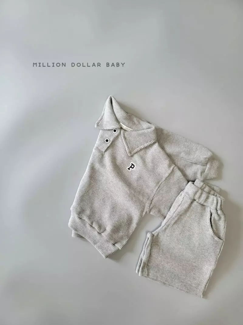 Million Dollar Baby - Korean Children Fashion - #kidsstore - Sticky Waffle Top Bottom Set - 6