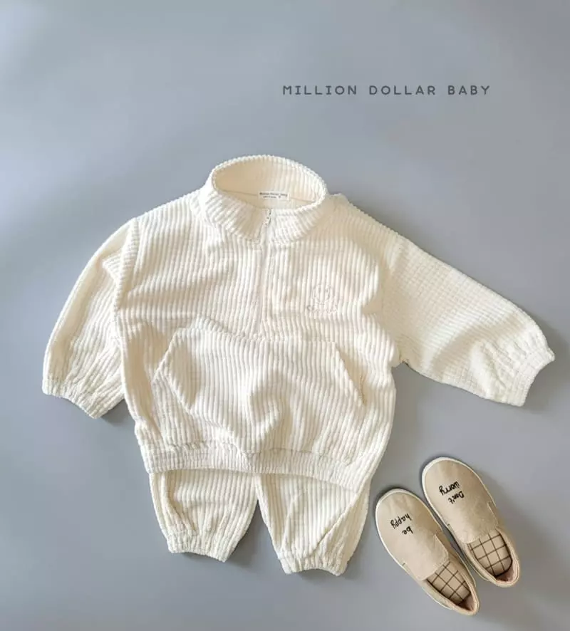 Million Dollar Baby - Korean Children Fashion - #kidsstore - Waffle Rib Anorak Top Bottom Set - 5