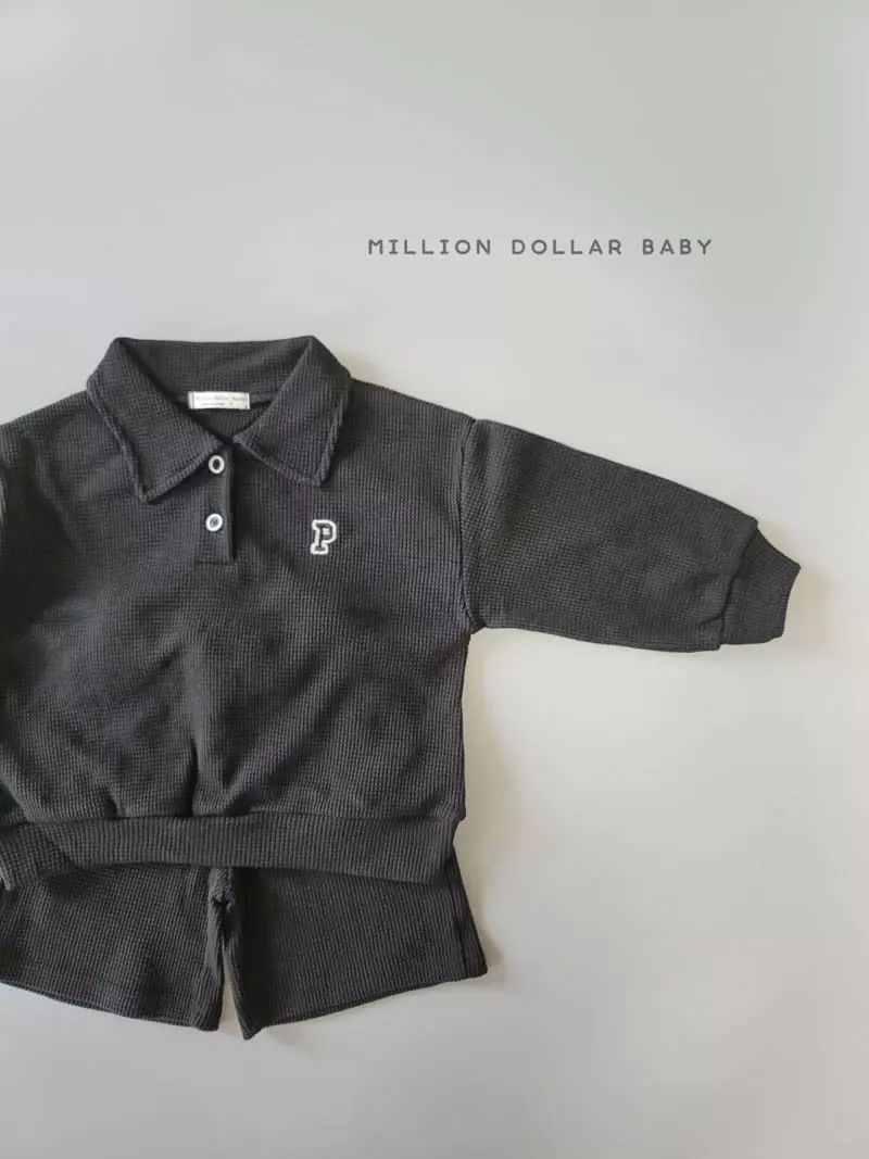 Million Dollar Baby - Korean Children Fashion - #littlefashionista - Sticky Waffle Top Bottom Set - 9