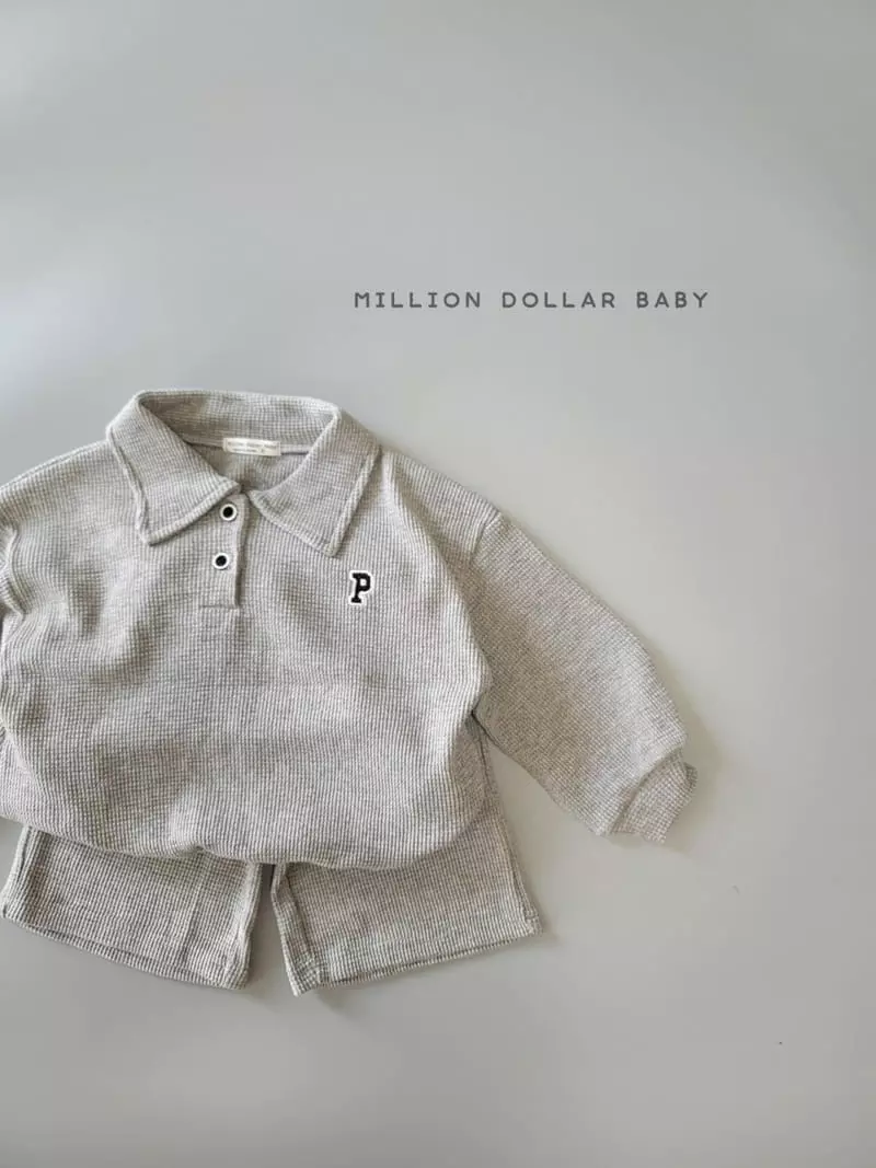 Million Dollar Baby - Korean Children Fashion - #magicofchildhood - Sticky Waffle Top Bottom Set - 10