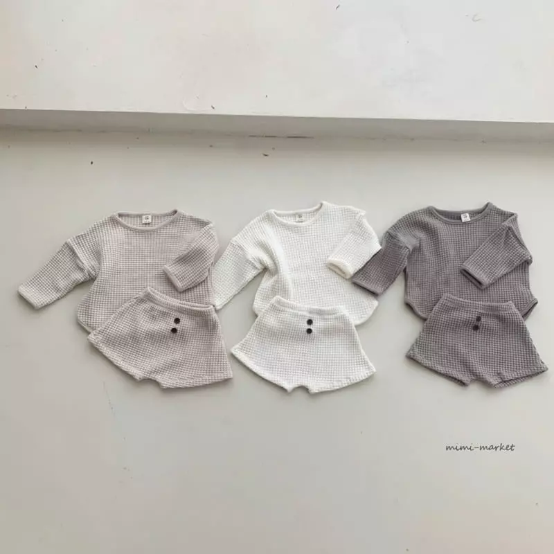 Mimi Market - Korean Baby Fashion - #babyboutique - Big Waffle Top Bottom Set - 4