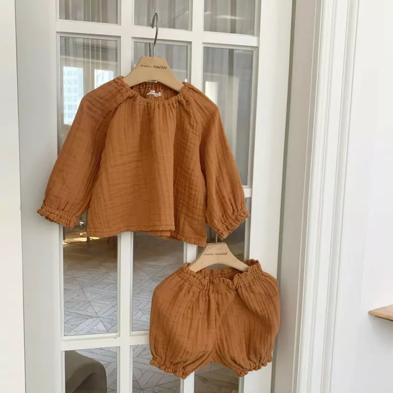 Mimi Market - Korean Baby Fashion - #babyboutiqueclothing - Caramel Top Bottom Set - 5
