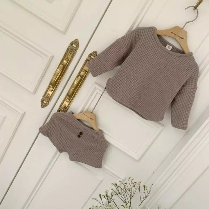 Mimi Market - Korean Baby Fashion - #babyboutiqueclothing - Big Waffle Top Bottom Set - 4