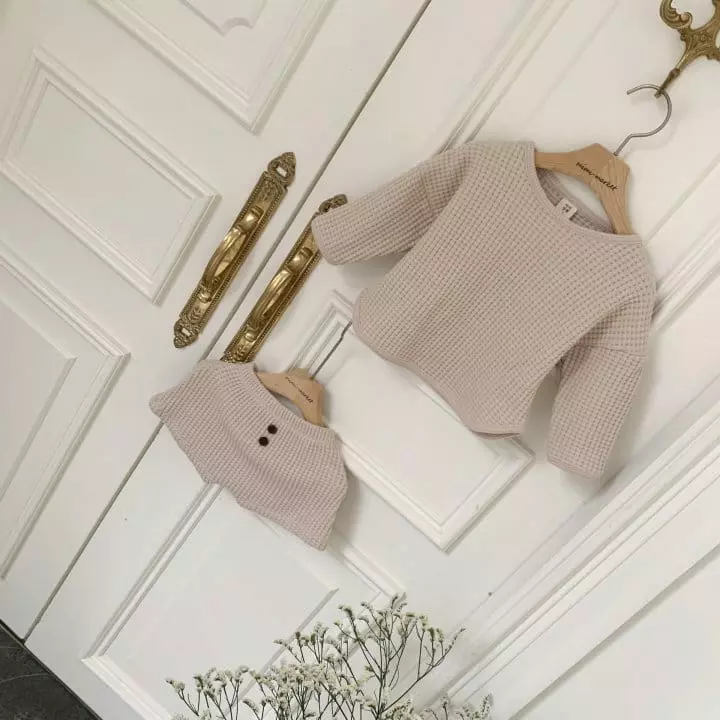 Mimi Market - Korean Baby Fashion - #babyfever - Big Waffle Top Bottom Set - 6