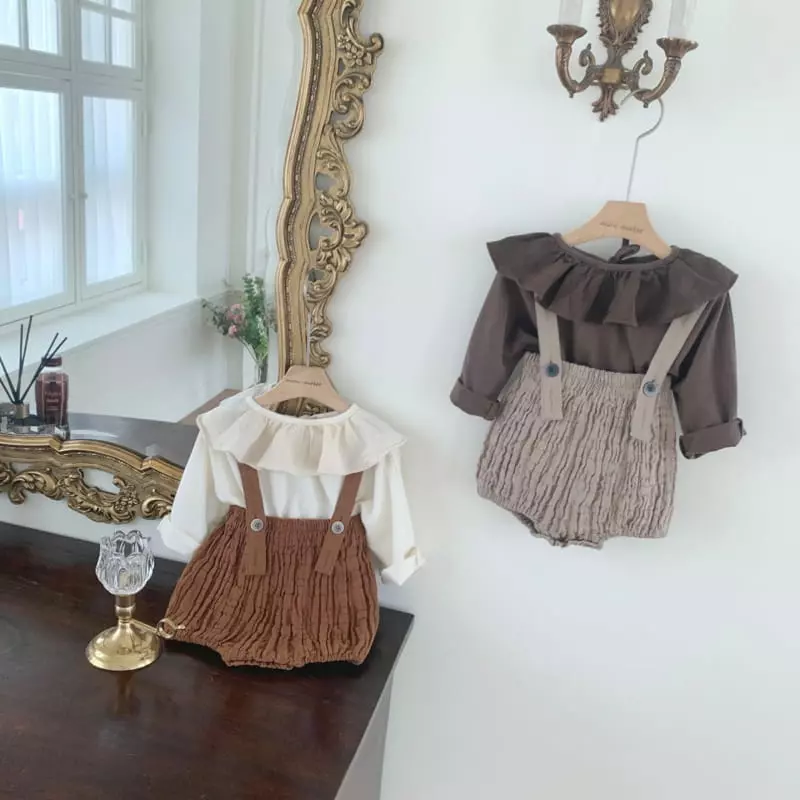 Mimi Market - Korean Baby Fashion - #babygirlfashion - Camel Dungarees - 10