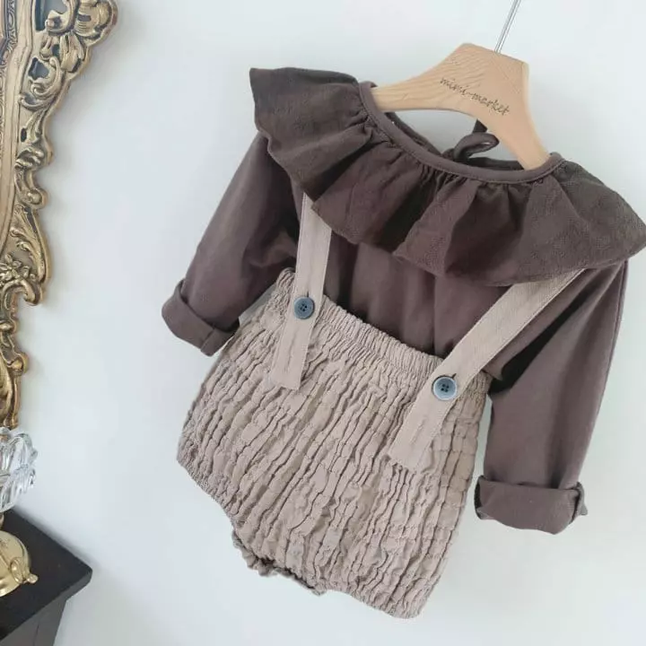 Mimi Market - Korean Baby Fashion - #babygirlfashion - Camel Dungareed - 8