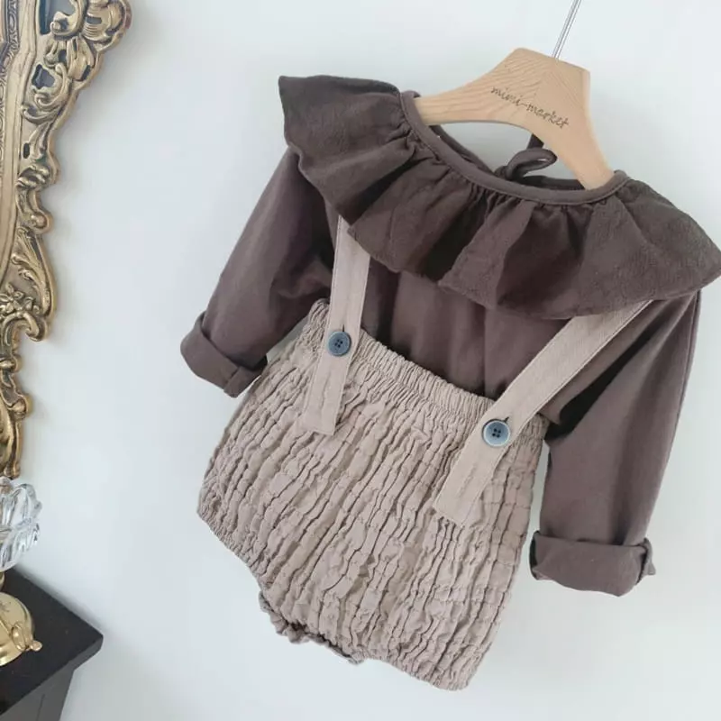 Mimi Market - Korean Baby Fashion - #babylifestyle - Camel Dungarees - 11